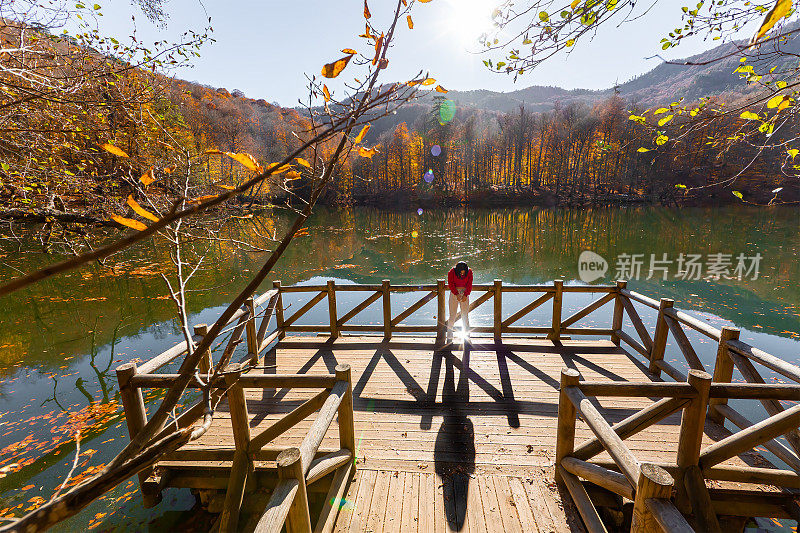 Young Woman in Autumn in Seven Lakes (Yedigöller) National Park